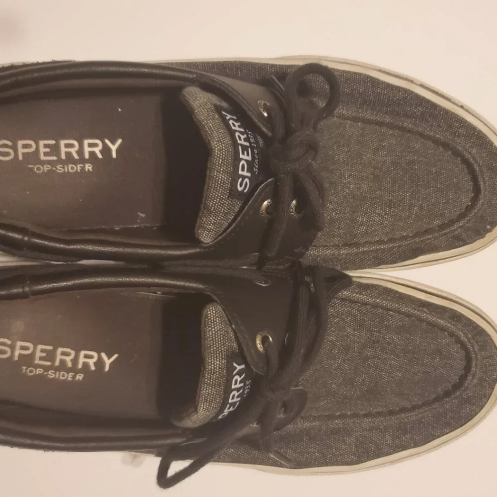Sperry Men's Top-Sider Boat Shoes Black/Gray with Memory Foam Insoles Si…